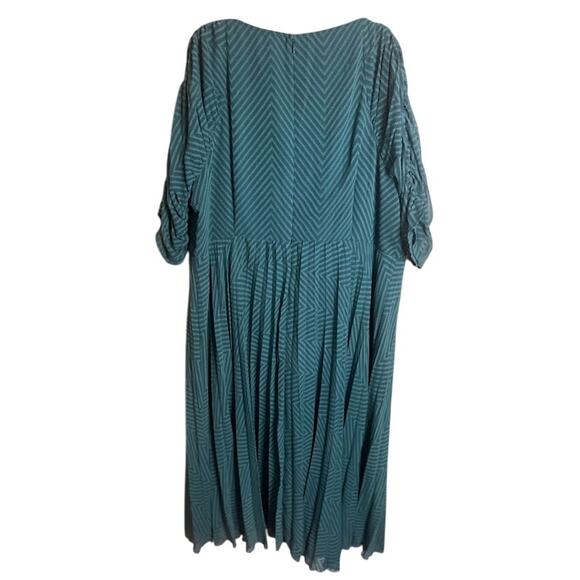 Asos Design Green Pleated Ruched Front Pleated Midi Evening Dress US Size 22 - Picture 6 of 7